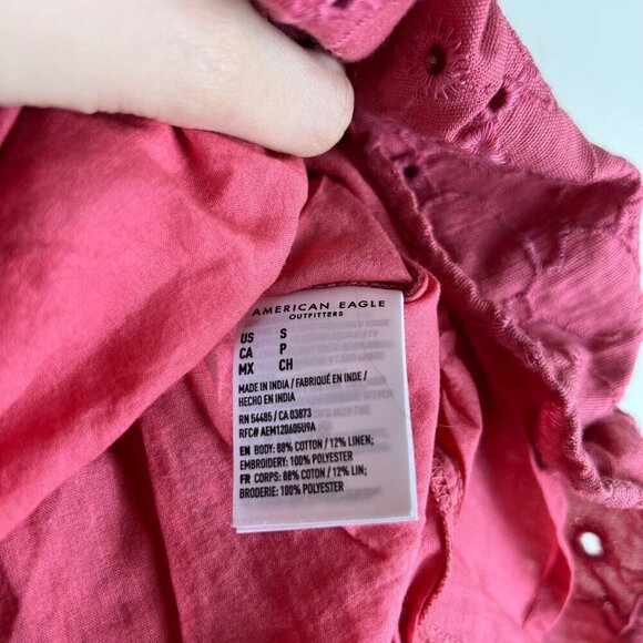 NWT American Eagle Pink A-line Smocked Tiered Eyelet Mini Skirt - Picture 5 of 7